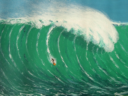 Surfing. - waves, sea, painting, surfing