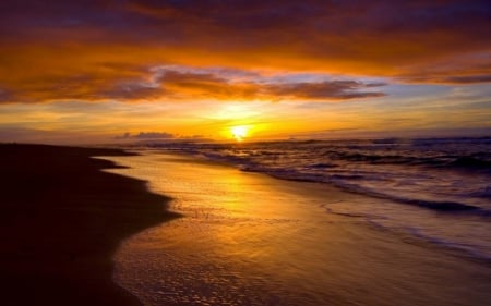 ..into The Sunset♥ - clouds, sunset, nature, beach, waves, sea, sky