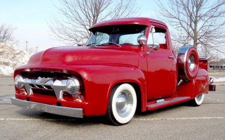 1954 Ford - truck, pickup, ford, red