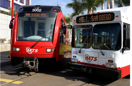 MTS S40 Trolley and Buses - san diego, buses, trolley, new flyer