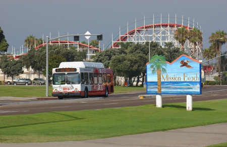 Mission Beach - park, mts, buses, new flyer