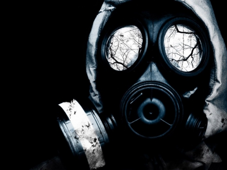 gas mask - dark, gas, reflection, mask