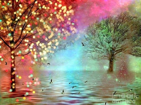 â˜…Sparkling Dreamyâ˜… - twinkling, sparkling, trees, fantasy, lovely, abstract, love four seasons, woods, beautiful, colors, dreamy, surreal