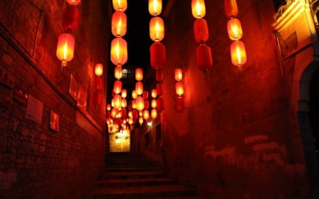 Lantern - stairs, alley, lights, lantern