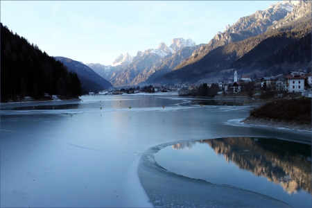 Auronzo - ice, lakes, nature, villages, snow, winter