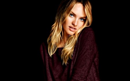 Candice Swanepoel - woman, girl, red, blue eyes, black, candice swanepoel, model, blonde