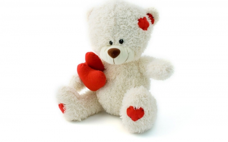 For you! - white, red, heart, toy, valentine, sweet, cute, teddy bear