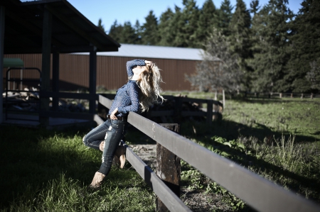 Morning Sun - fence, boots, cowgirl, jeans