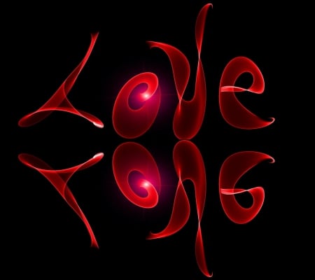 Love - love, lovely, black, with love, abstract, reflection, 3d, red, beautiful