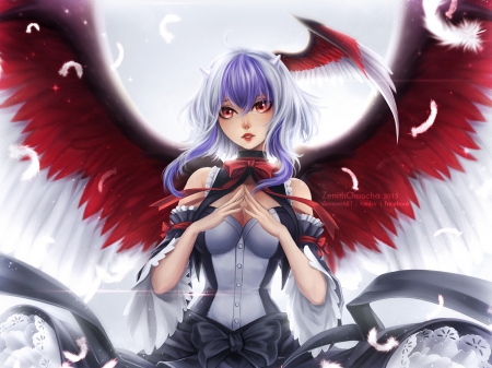 Tokiko - touhou, pretty, girl, game, angel, anime, wings, manga