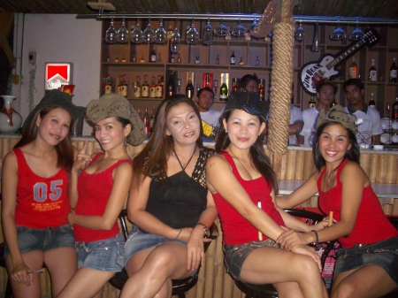 Watering Hole - hat, cowgirl, boots, bar