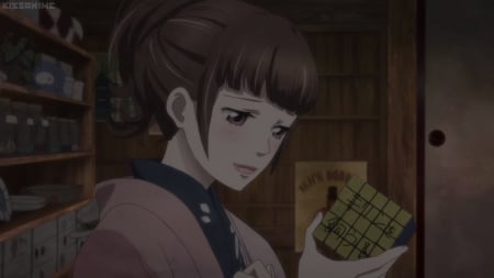 Puzzle Cube - nice, beauty, female, puzzle, emotional, japanese, anime girl, yuakta, gloom, cube, brown hair, pretty, japan, kurumi, anime, kimono, scene, maiden, lady, gloomy, girl, sad, long hair, lovely, sorrow, beautiful, sweet