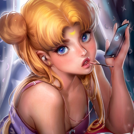 Eat ... - nice, realistic, beauty, female, telephone, usagi, blond, twintail, anime girl, blond hair, tsukino, pretty, blonde hair, anime, twin tail, tsukino usagi, girl, twintails, long hair, ipod, lovely, usagi tsukino, sailor moon, eat, twin tails, headphones, beautiful, sweet, sailormoon, blonde