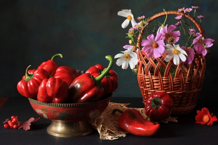 Still Life - flowers, beautiful, basket, still life