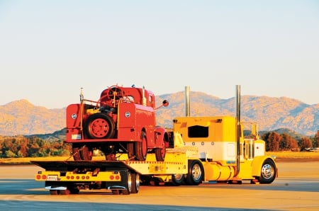 Peterbilt 389, With A Landoll Trailer - peterbilt, semi, truck, landoll trailer