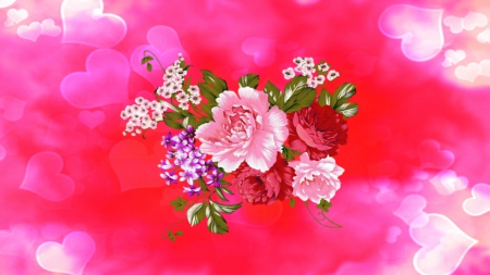 ~*~ Romantic Abstract ~*~ - romantic abstract, hd wallpapers, heart, beautiful, flowers