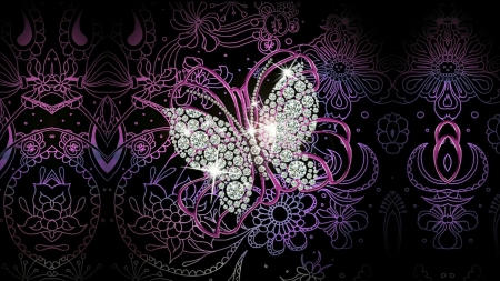 DIAMOND Butterfly - Photoshop, Purple, Queen, Diamond, Black, Monarch, Butterfly, Pink