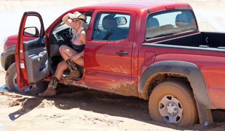 Cowgirl - sexy, blonde, mud, cowgirl