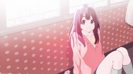 Tamako - manga, anime, tamako, girl, cute, long hair, pink