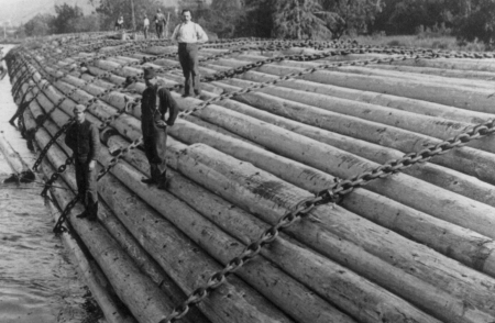 loggers - lumber, timber, float, river