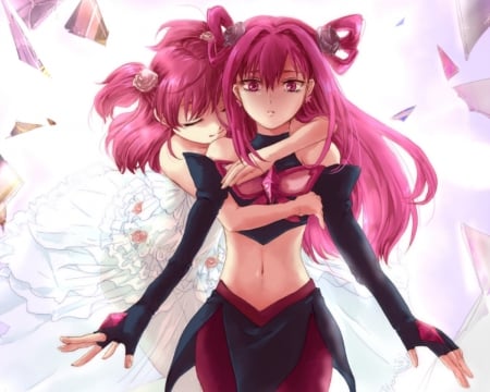 I Always 4 U ... - pretty, anime, female, dress, long hair, red hair, red, nice, hug, anime girl, cure dream, beautiful, girl, yes precure five, beauty, lovely, sweet, white, redhead, precure, magical girl, yes precure 5