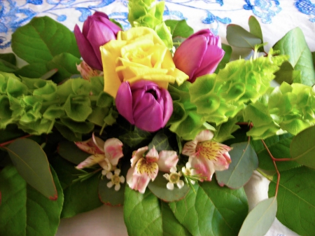 Lovely garden - flowers, garden, yellow, pink