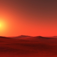 Red Sunset Over the Desert