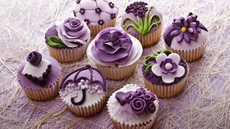 Purple Capcakes - sweets, cupcakes, purple, deserts