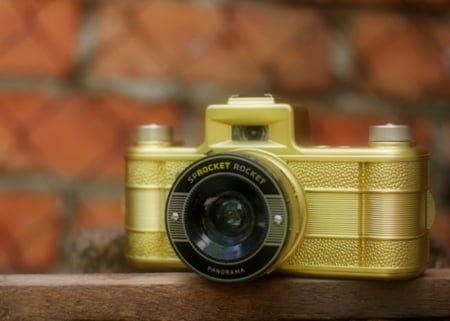 Golden Camera - Autumn Glow - glitter, glow, autumn, camera, fuzzyeyeballs, rocket, gold