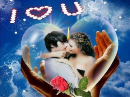 I love you - i love you, nature, sky, hearts, roses