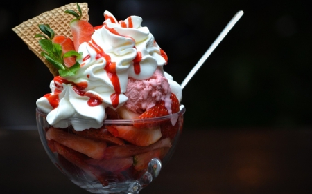 Ice cream - cream, photography, strawberry, ice cream