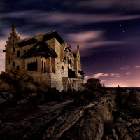 Old Mansion on Starry Night