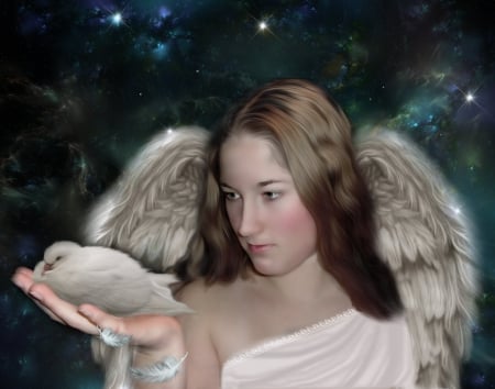 :) - nice, girl, angel, bird