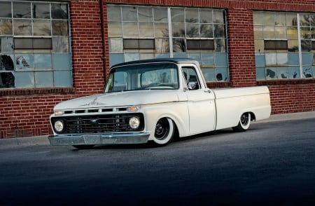 1966-Ford-F-100 - Truck, White, Classic, Lowered