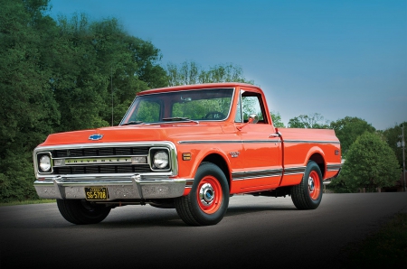 1970-Chevrolet-Cst-10 - orange, bowtie, classic, gm