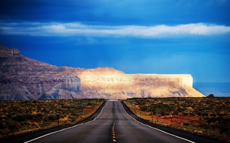 arizona road - arizona, desert, mountain, road