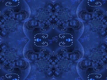 BUTTERFLY BLUES - abstract, background, blue, design, butterflies