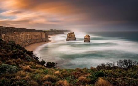 ocean shoreline - cool, fun, ocean, nature, mountain