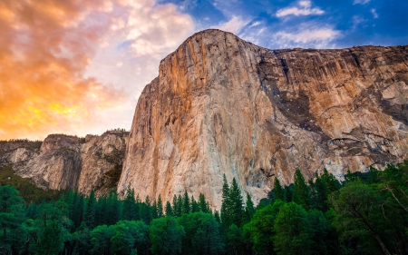 yosemite mountains - cloud, cliff, sky, yosemite, moutain, tree