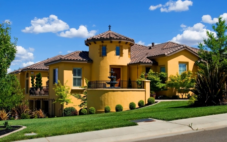 Lovely Unique House - yellow, unique houses, landscapes, houses, architecture