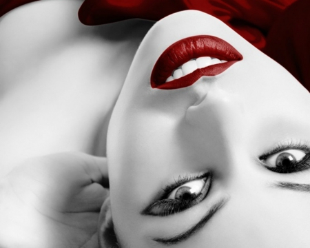 Red Hot Lips - lips, face, woman, model