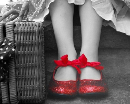 Red Shoe - girl, basket, shoe, red