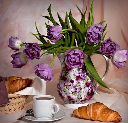 Good Morning - tea, still life, purple, amazing