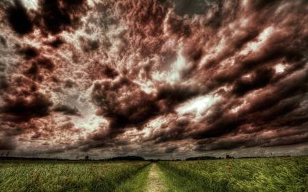 cloudy field - cool, clouds, field, fun, nature