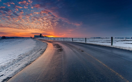 winter sunset - fun, nature, cool, winter, sunset, house