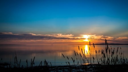 * Beautiful sunset * - lake, sunset, nature, sky