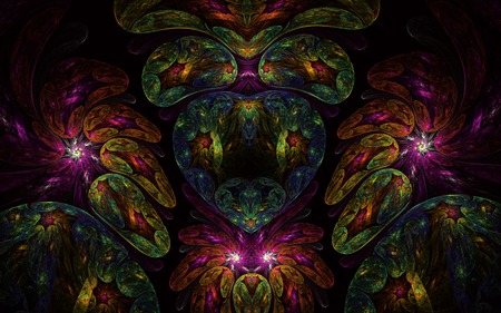 Heart Of Colours - colours, abstract, apophysis, heart, fractal, wallpaper