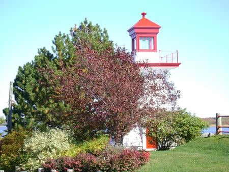 Untitle - lighthouse, flowers, trees