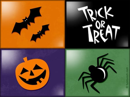 Treat or Treat - spider, bats, hallowen, trick, treat, pumpkin