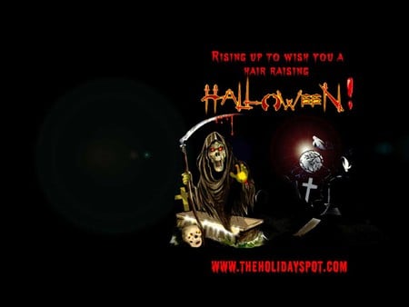 Hair-raising Halloween - ghosts, greeting, halloween, verse, grim reaper